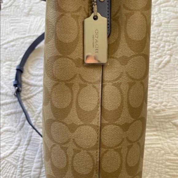Coach Small bucket town hobo bag periwinkle smooth leather & signature canvas - Picture 7 of 7
